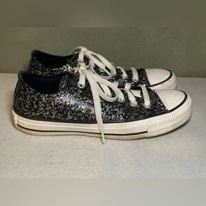 Women's Converse Chuck Taylor All Star Glitter Black Low Top Sneakers - Sz 6.5